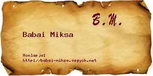 Babai Miksa névjegykártya